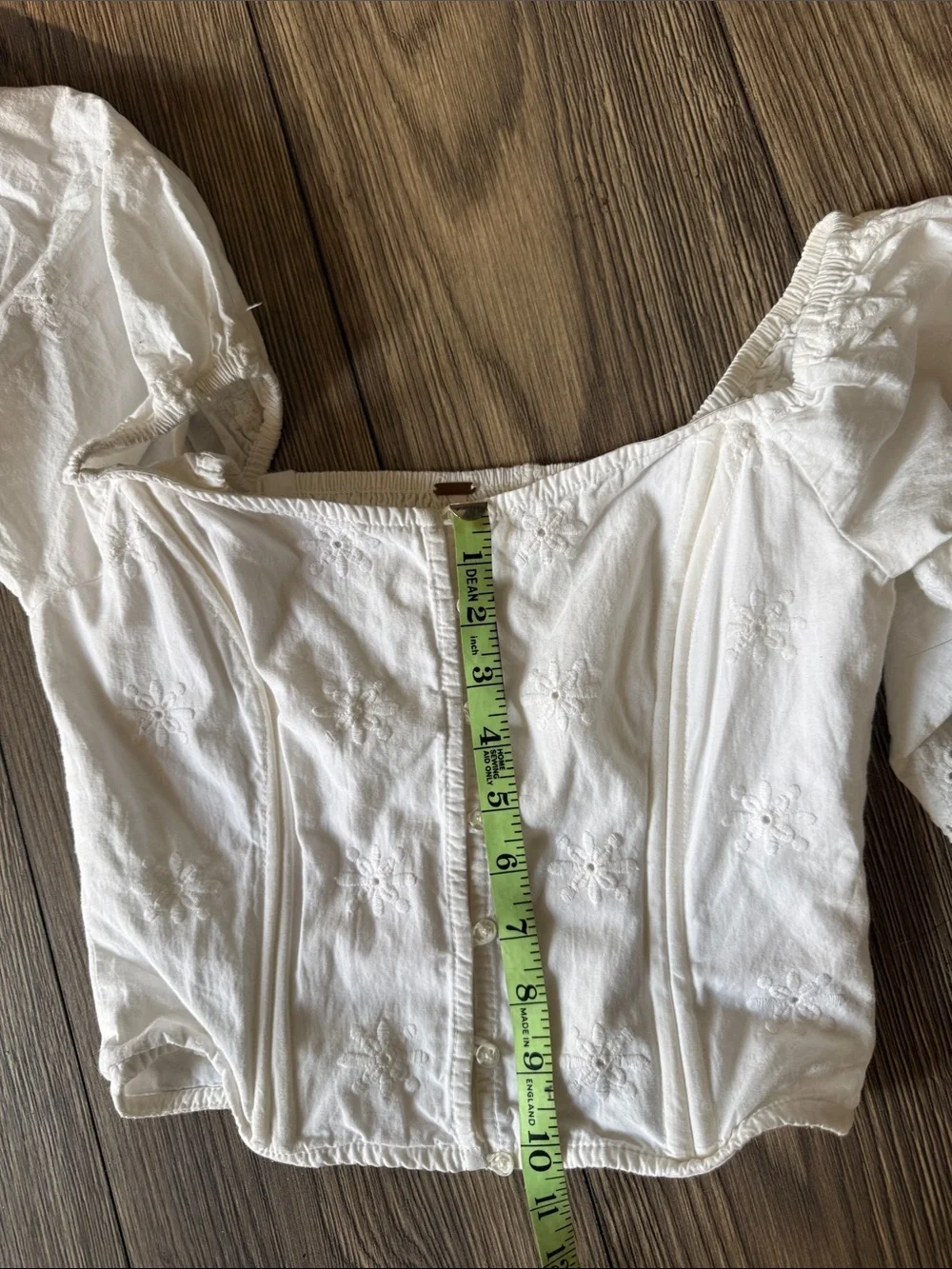 Free People White Eyelet Off Shoulder Milkmaid Peasant Crop Top Boho XS/S